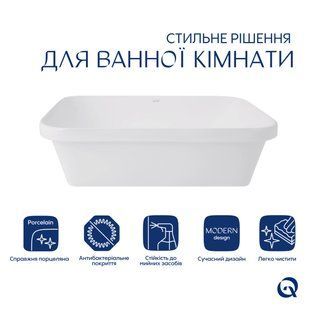 Комплект Qtap Scorpio: Раковина врезная прямоугольная 510х390х145 мм White + Донный клапан PU02