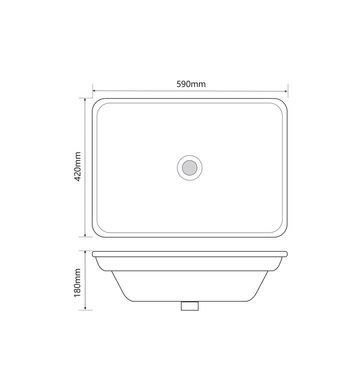 Раковина врізна на стільницю Mixxus Premium STYLE-1601 590х420х180mm з переливом (MP6570)