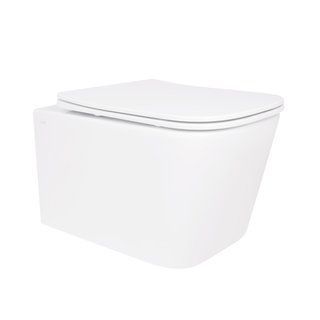 Унитаз подвесной Crow Rimless 485х340х330 мм, White, с сиденьем Slim Duroplast/ Soft-close/ Quick Release QT05335171RW Qtap