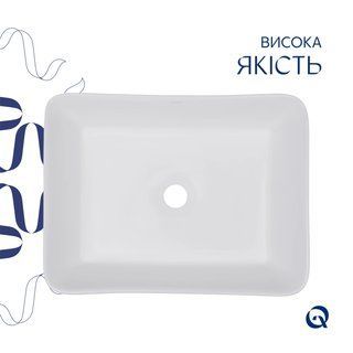 Комплект Qtap Tern: Раковина накладная прямоугольная 480х370х135 мм White + Донный клапан PU02