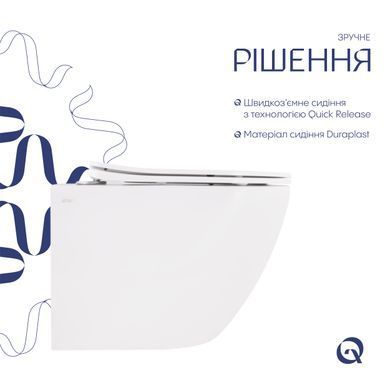 Унитаз подвесной Qtap Robin New безободковый с сиденьем Soft-close QT13332381АSW