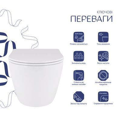 Унитаз подвесной Qtap Robin New безободковый с сиденьем Soft-close QT13332381АSW