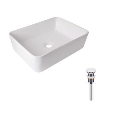 Комплект Qtap Tern: Раковина накладная прямоугольная 480х370х135 мм White + Донный клапан PU02