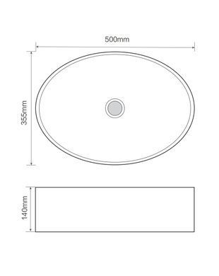 Раковина накладна Mixxus Premium BEVEL-0106 500х355х140mm (MP6546)