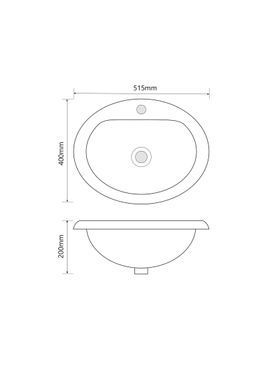 Раковина врізна на стільницю Mixxus Premium TOPPER-1602 515х400х200mm з отвором під змішувач та переливом (MP6572)