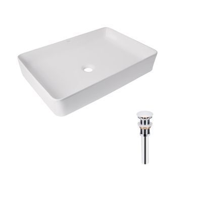 Комплект Qtap Tern: Раковина накладная прямоугольная 600x400x110 мм WHITE + Донный клапан PU02