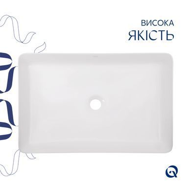 Комплект Qtap Tern: Раковина накладная прямоугольная 600x400x110 мм WHITE + Донный клапан PU02