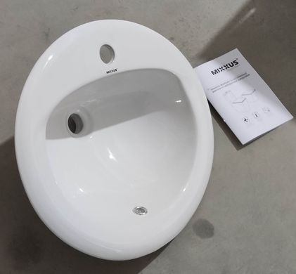 Раковина врізна на стільницю Mixxus Premium TOPPER-1602 515х400х200mm з отвором під змішувач та переливом (MP6572)