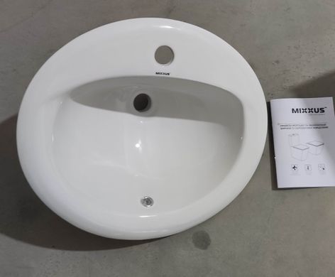 Раковина врізна на стільницю Mixxus Premium TOPPER-1602 515х400х200mm з отвором під змішувач та переливом (MP6572)