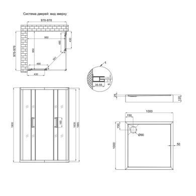 Набор Qtap душевая кабина Taurus CRM1011SC6 Clear 100х100 см + поддон Tern 301112