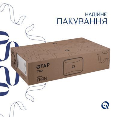 Комплект Qtap Tern: Раковина накладная прямоугольная 610x350x135 мм WHITE + Донный клапан PU02