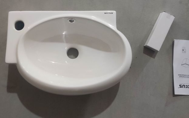 Раковина підвісна Mixxus Premium DIVERSE-1201-R 400х215х140mm з отвором під змішувач та переливом (MP6506)