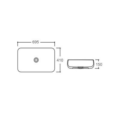 Раковина-чаша Qtap Jay 695х410х150 White с донным клапаном QT07112166W