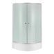 Lidz Latwa SC90x90.SAT.MID.FR Душевая кабина полукруглая, стекло Frost 4 мм + Lidz Душевой поддон KAPIELKA ST90x90x26, с панелью