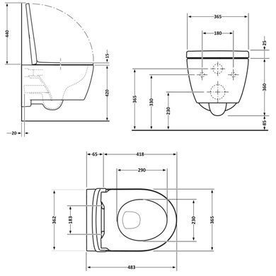 Унитаз подвесной Qtap Taurus безободковый с сиденьем Soft-close QTTAU26W45428