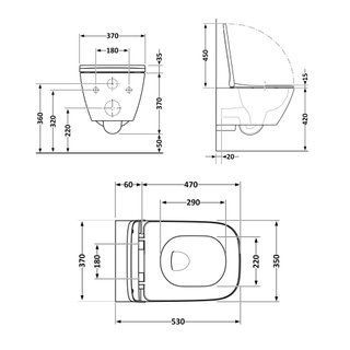 Унитаз подвесной Qtap Gemini безободковый с сиденьем Soft-close QT2533076EUQMB