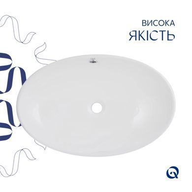 Комплект Qtap Dove: Раковина накладная овальная 635x420x150 мм White + Донный клапан PU02O