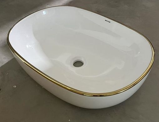 Раковина накладна Mixxus Premium ELLIPSE-0105 EDGE GOLD 600х400х150mm (MP6564)