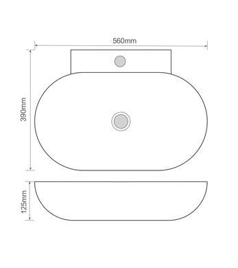 Раковина підвісна MIXXUS PREMIUM DIVERSE-0201 560х390х125mm з отвором під змішувач (MP6510)