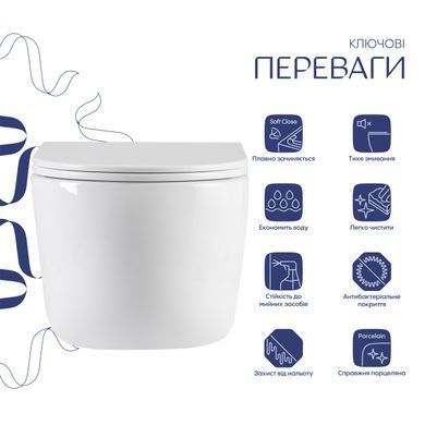 Унитаз подвесной Qtap Taurus Ultra Quiet 515&times;360&times;350 мм, White, с сиденьем Slim Duroplast / Soft-close / Quick Release QTTAU26W49116