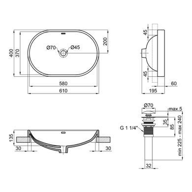 Раковина Qtap Leo 590x400x170 White с донным клапаном QT11114028W