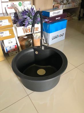 Гранітна мийка Globus Lux ORTA чорний металiк 485 мм