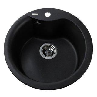 Гранітна мийка Globus Lux ORTA чорний металiк 485 мм