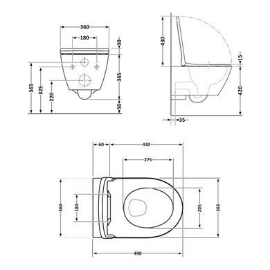 Унитаз подвесной Qtap Robin ML Ultra Quiet 490&times;365&times;325 мм, с сиденьем Soft-close MagLock, White QTROBML26W49621