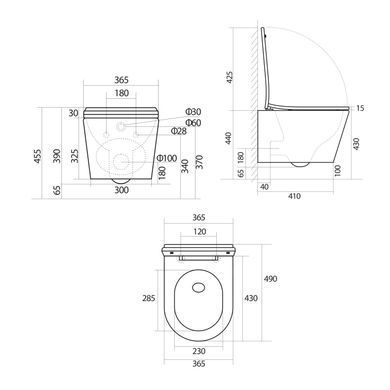 Унитаз подвесной Qtap Scorpio ML Ultra Quiet 490&times;365&times;325 мм, с сиденьем Soft-close MagLock, White QTSCOML26W49622