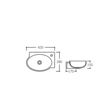 Раковина Qtap Leo 420x280x150 White с донным клапаном QT11115011RW