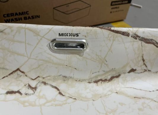 Раковина накладна Mixxus Premium QUADRO-0208 MARBLE 480х315х140mm з переливом (MP6518)