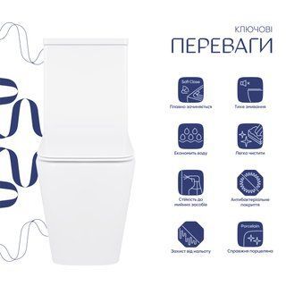 Унитаз-компакт Qtap Crow безободковый с сиденьем Soft-close QT05222170W