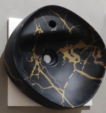 Раковина накладна MIXXUS PREMIUM WAVE-0201 MARBLE 430х430х150mm з отвором під змішувач (MP6536)