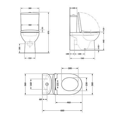 Унитаз напольный Qtap Robin Ultra Quiet безободковый с сиденьем Soft-Close MATT BLACK QT13226083AMB