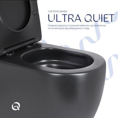Унитаз напольный Qtap Robin Ultra Quiet безободковый с сиденьем Soft-Close MATT BLACK QT13226083AMB