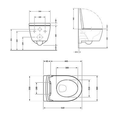 Унитаз подвесной Qtap Scorpio ML Ultra Quiet 520&times;365&times;365 мм, с сиденьем Soft-close MagLock, White QTSCOML26W49624