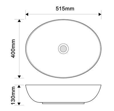 Раковина накладна Mixxus Premium ELLIPSE-0102 515х400х130mm (MP6551)