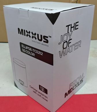 Мусорное ведро с плавным закрытием круглое Mixxus Ellipse-TC0212 SS Color 12л (цвет нержавейка) (MI8399)