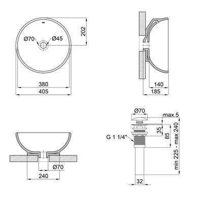 Раковина-чаша Qtap Robin 410х410х180 White с донным клапаном QT1311A004W
