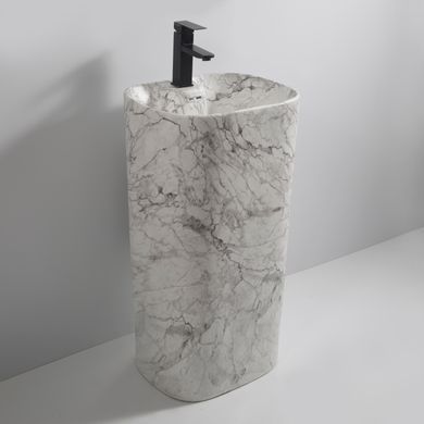 Раковина моноблок MIXXUS PREMIUM DIVERSE-1101 MARBLE 460х380х840mm з отвором під змішувач та переливом (MP6575)