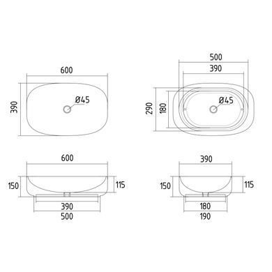 Раковина-чаша Qtap Robin 610x400x145 White з донним клапаном QT13112143PW