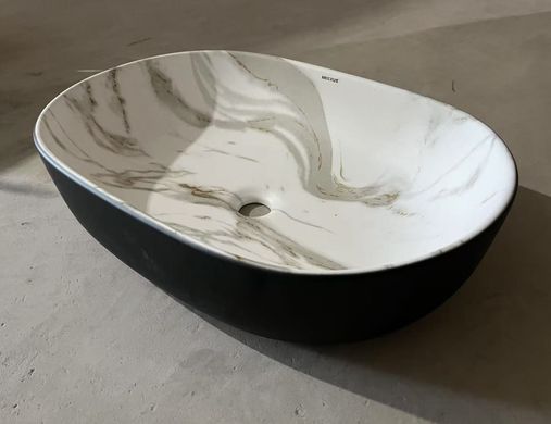 Раковина накладна MIXXUS PREMIUM ELLIPSE-0105 MARBLE-BLACK 600х400х150mm (MP6565)