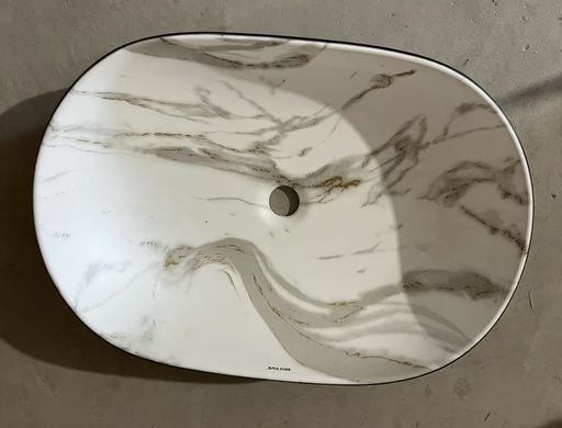 Раковина накладна MIXXUS PREMIUM ELLIPSE-0105 MARBLE-BLACK 600х400х150mm (MP6565)