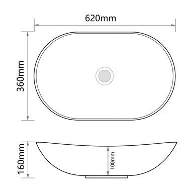 Раковина накладна Mixxus Premium WAVE-0105 WHITE-BLACK 620х360х160mm (MP6558)