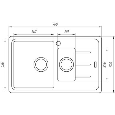 Гранитная мойка Globus Lux IZEO пiщаний 780x500мм-А0004