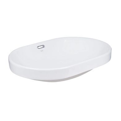 Комплект Qtap Leo: Раковина врезная овальная 590x400x170 мм White + Донный клапан PU02O