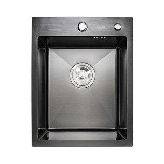 Мийка для кухні Platinum Handmade PVD чорна 400х500х220 (товщина 3,0/1,5 мм + корзина та дозатор в комплекті)