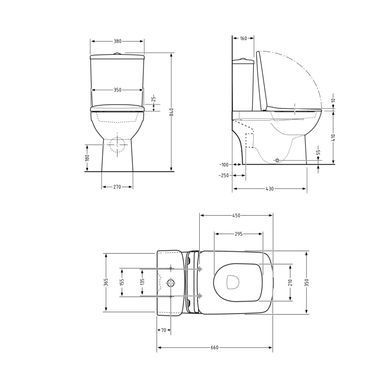 Унитаз-компакт Qtap Presto Quadro безободковый с сиденьем Soft-close QT24221215AW