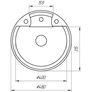 Гранитная мойка Globus Lux GURON серый камень 480мм-А0005