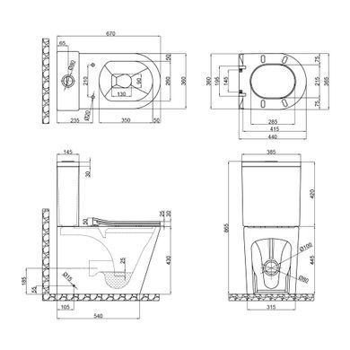 Унитаз-компакт Qtap Scorpio безободковый с сиденьем Soft-close QT14222125ARMB